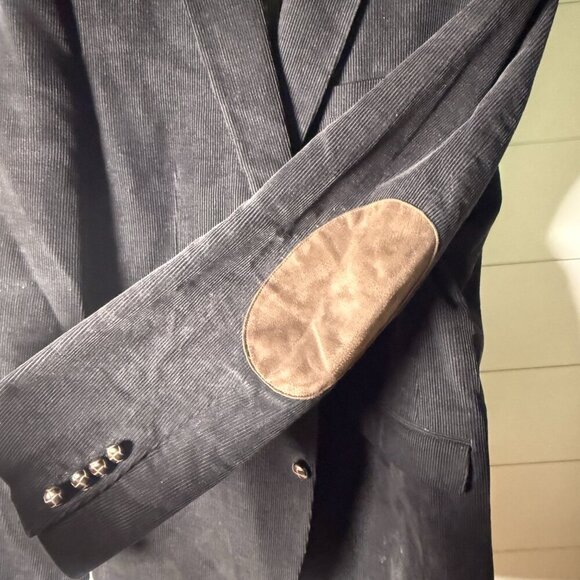 Chaps Blazer Jacket Corduroy Black with Brown Elbow Patches Sz 44L - Picture 5 of 11